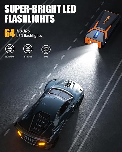 Miniatura 7 de VTOMAN V10 3500A Arrancador de coche portátil (gas de 9.5L, motor diesel de 7.5L) caja de salto de litio de 12 V, paquete de energía de refuerzo de