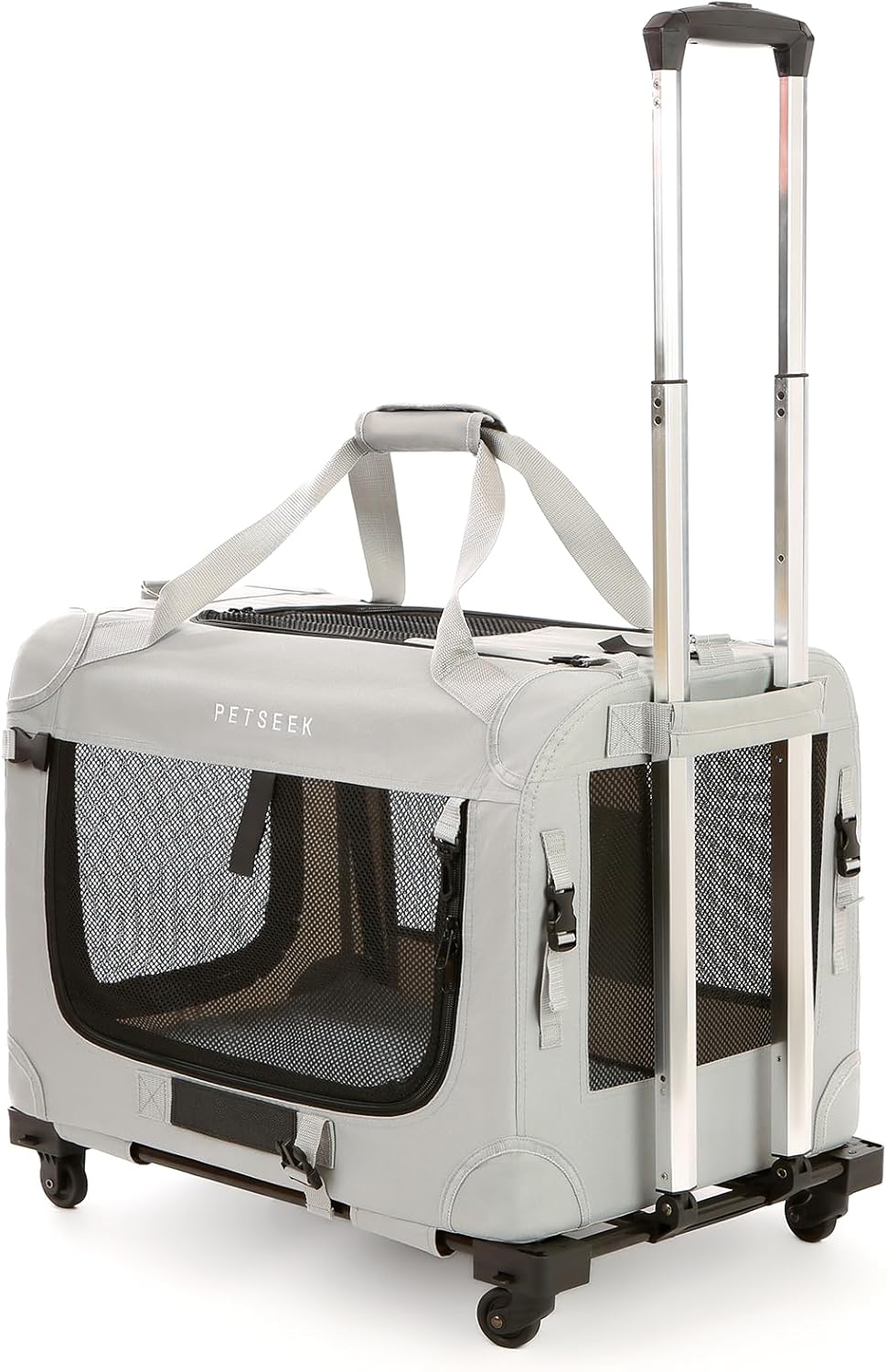 Extra Large Cat Carrier Soft Sided with Wheels Folding Small Medium Dog Pet Carrier 24"x16.5"x16" Travel Collapsible Ventilated Comfortable Design Portable Vehicle