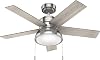 Hunter Fan Company 44 inch Lilliput with LED Light Brushed Nickel - Light Gray Oak