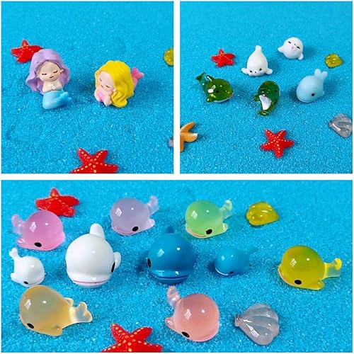 Miniatura 4 de 100 piezas de mini figuras de animales de resina oceánica, pequeñas figuras de criaturas marinas de plástico para ocultar accesorios de decoración