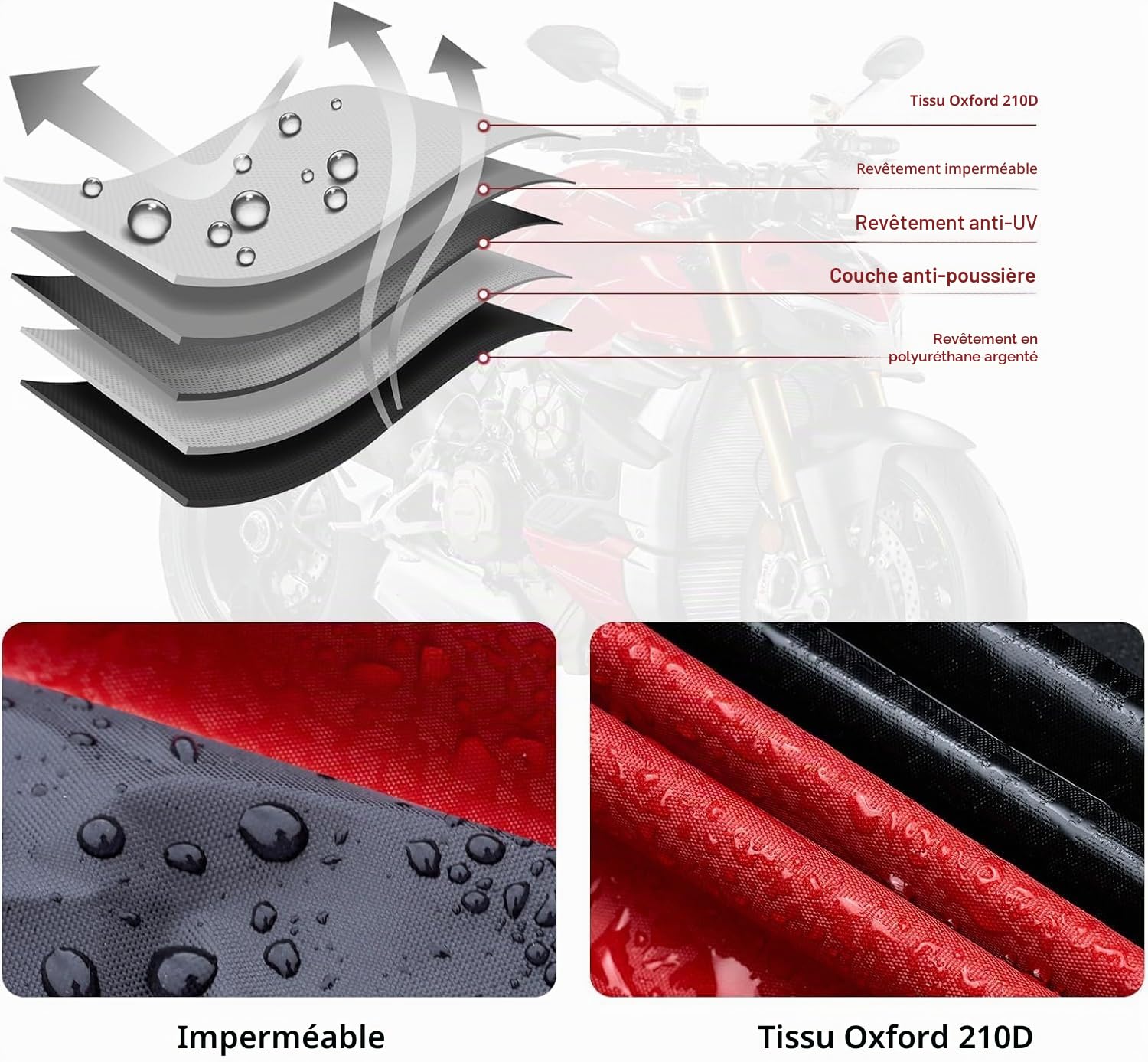 Housse Moto Impermeable Bache Moto Extérieure 245 * 105 * 125 CM | Housse de Protection pour Moto Bâche Moto Impermeable Scooter Couverture Résistant aux Poussière Pluie Neige UV Vent