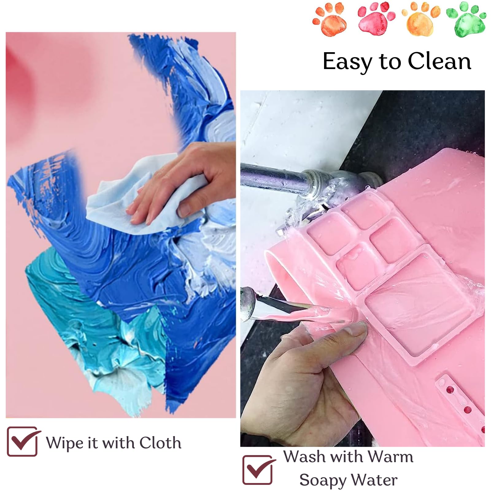 Tapis De Peinture Silicone Avec Gobelet Pliable - 50x40cm - Rose - Pour Enfants Et Adultes