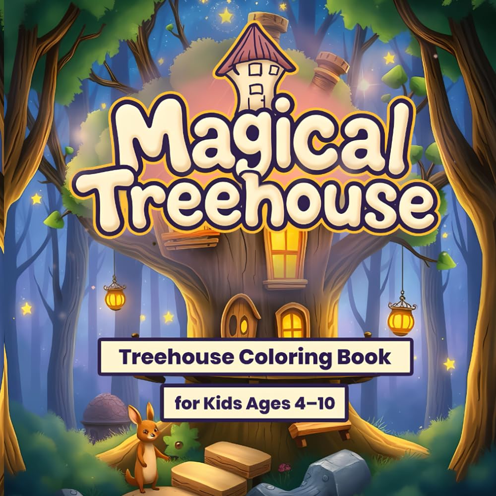 Magical Treehouse Coloring Book for Kids: Creative Treehouse Worlds to Color – Fairy Tales, Space Dreams, Animals & Under the Sea for Kids Ages 4–8