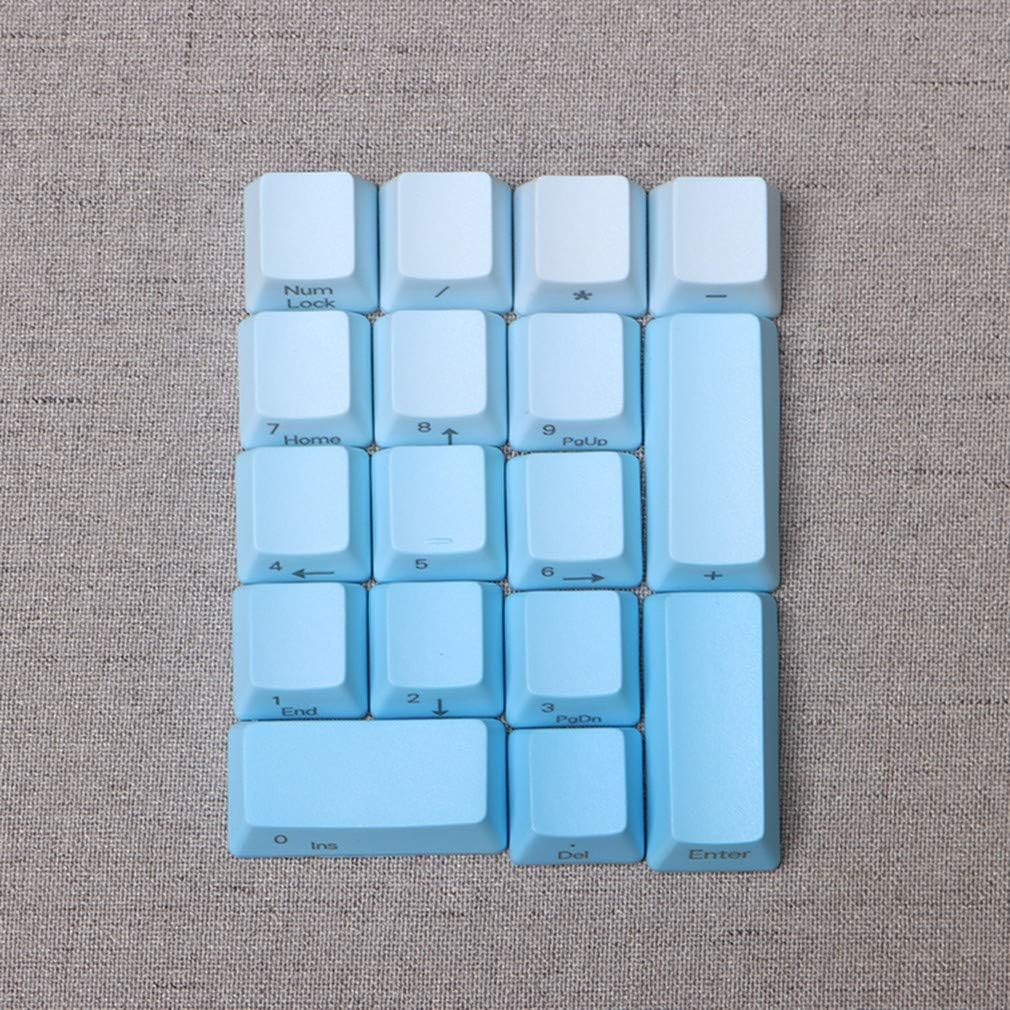 17 Keys Numeric Keypad PBT Dyeing Sublimation Numpad Keycaps OEM for Cherry MX Gaming Mechanical Keyboard (Side Printed-Blue Pink Gradient)
