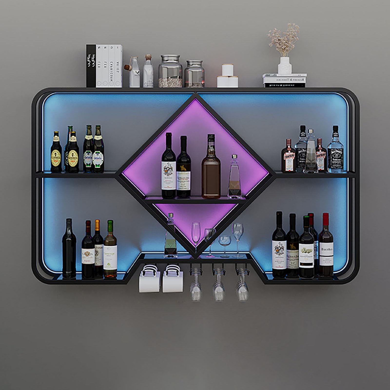 Présentoir de stockage de vin mural lumineux, l'écrin parfait pour vos précieux souvenirs