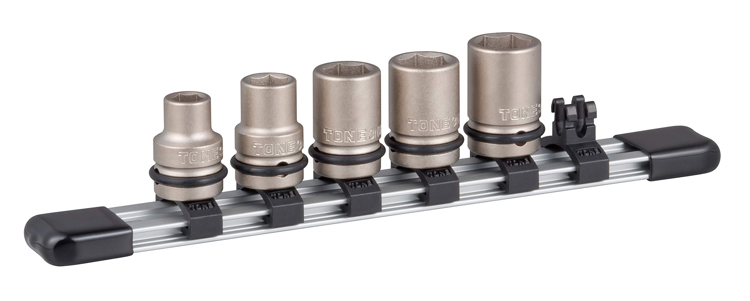 TONE Juego de llaves de impacto de 6 puntos con soporte de enchufe HNV305S de 3/8 pulgadas, 5 piezas
