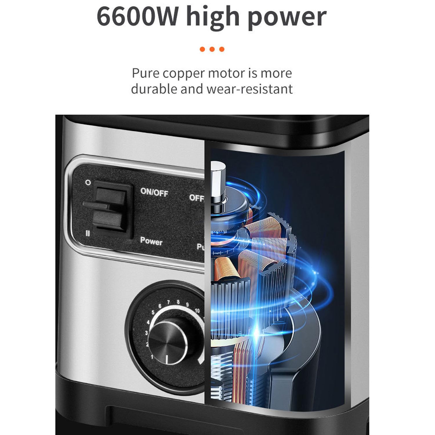 Máquina exprimidora, procesador de alimentos 3 en 1, molinillo de carne silencioso de 6600 W y licuadora de hielo para frutas y verduras, alta salida de jugo, aparato de cocina multifuncional