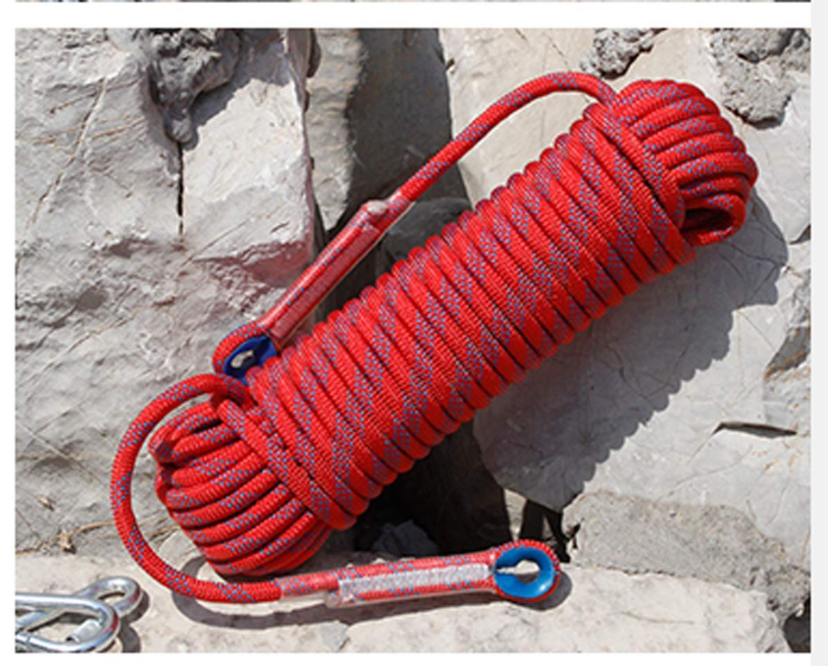 Kletterseil Hochfestes Polyesterseil, Seilstärke 12 mm Kletterhilfsseil Notfluchtseil, fest gebündelt Klettern Rettung Campingzelt Magnetfischen Wandern (Farbe: Rot, Größe: 10 m)