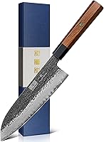 HOSHANHO 7 Inch Santoku Knife - Japanese Hand-Forged Ultra Sharp High Carbon Steel Chef Knife with Octagonal Rosewood Handle