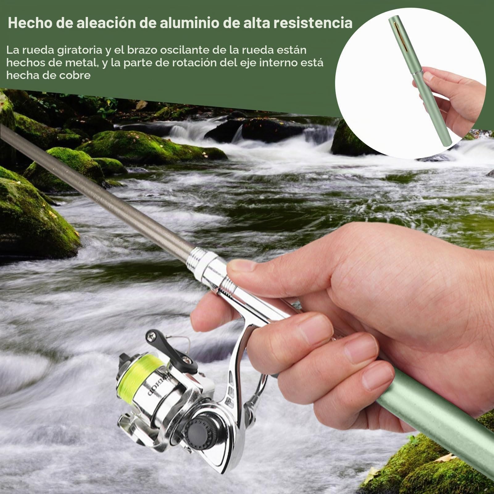 Caña de Pescar portátil con Forma de bolígrafo, para Pescar.