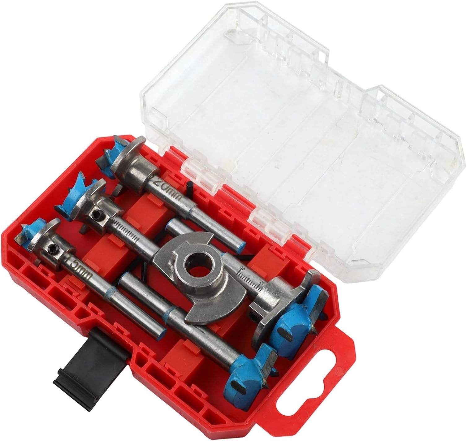 18-35mm Drill Bits Set for Wood and Plastic Hinge Installation, Crafted from Carbide Alloy with Adjustable for Accurate Hole Drilling (With stopper)