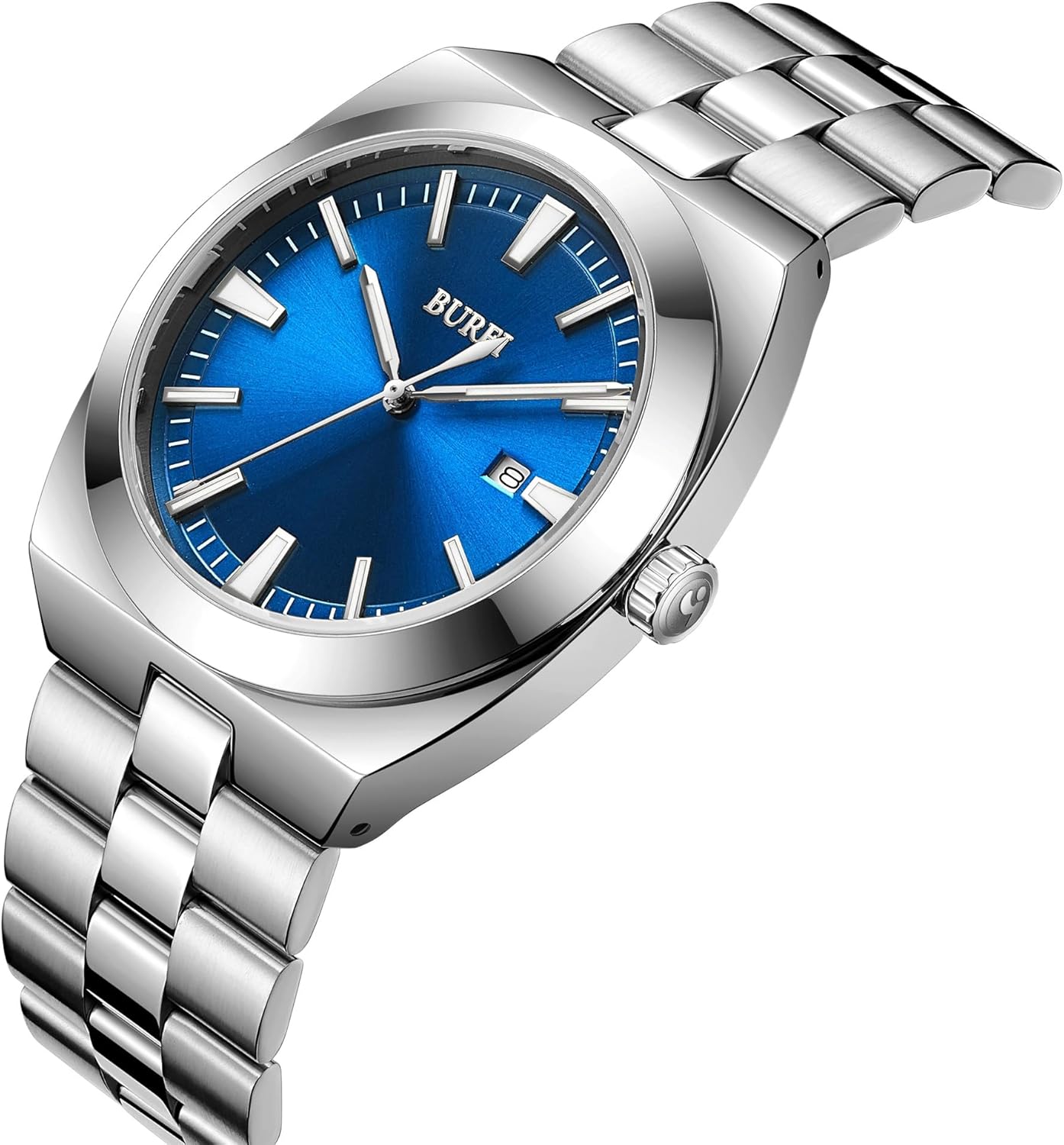 BUREI Watches Stainless Steel Analogue Wristwatch Men's Waterproof Date Watches Classic Business Men's Quartz Watch Gifts for Men - Image 2