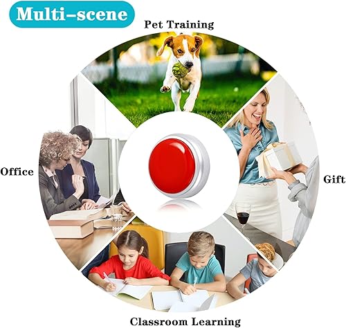 Miniatura 6 de Botón grabable, botón de grabación parlante, botón fácil de grabar por voz 30S, botón de efecto de sonido con reproducción (rojo y plateado)