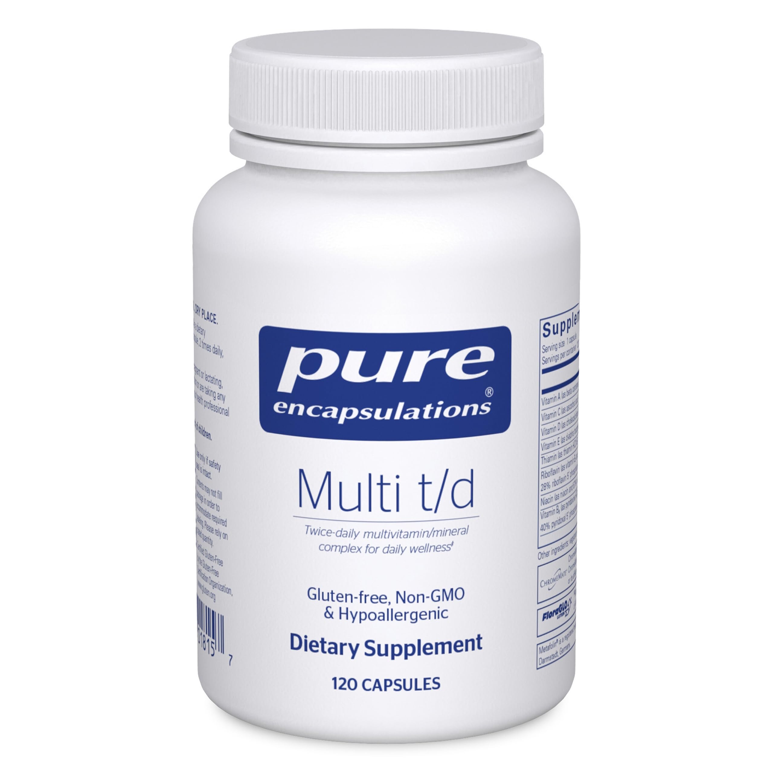 Multi T/D - Multivitamin & Mineral Supplement - for Daily Wellness, Cardiovascular & Immune Health* - Rich in Vitamins & Minerals - Gluten Free & Vegetarian - 120 Capsules