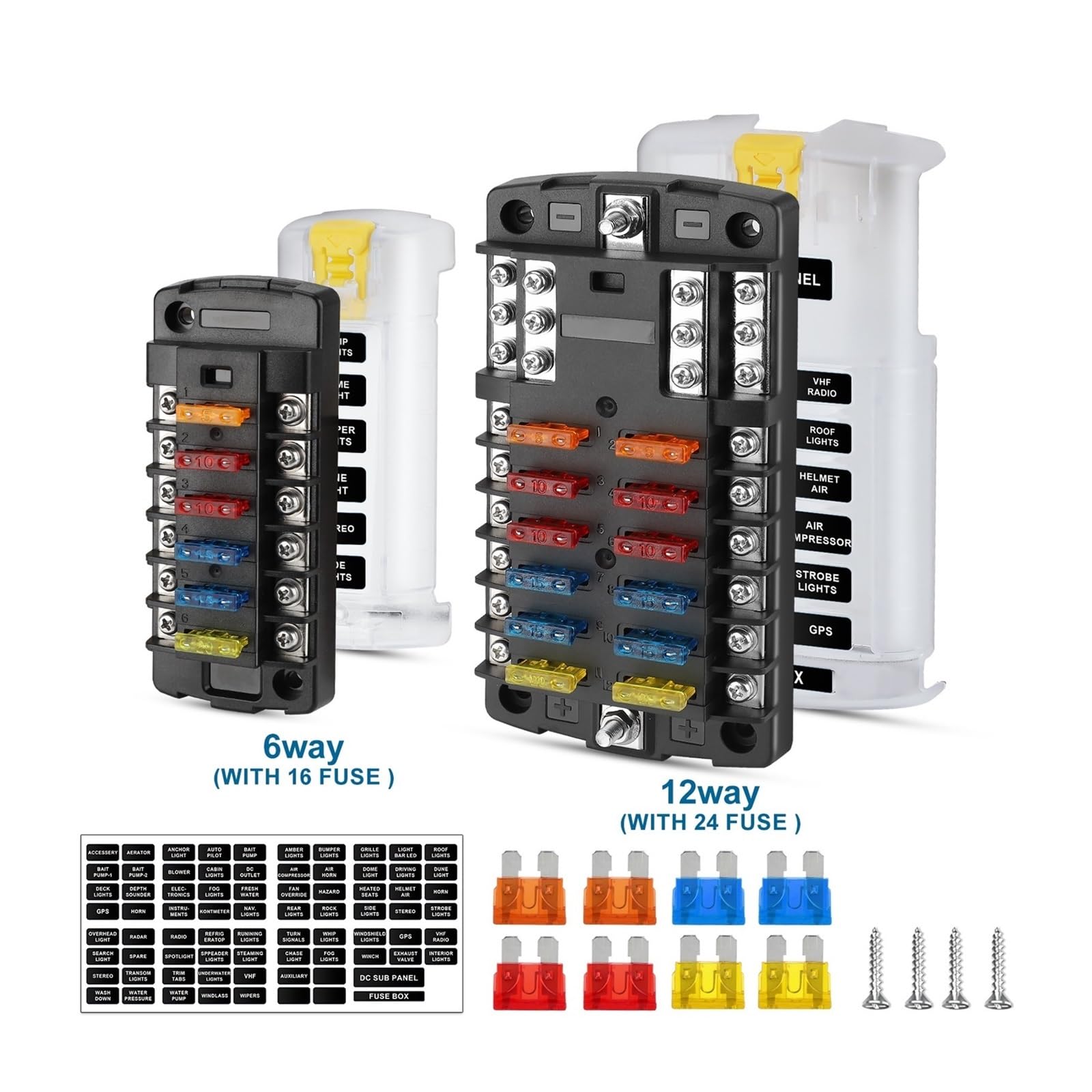 Wyłącznik Zapłonu 6/12-stykowa skrzynka bezpieczników samochodowych i łodziowych z diodą LED 12 V, 32(6 Ways Fuse Box)