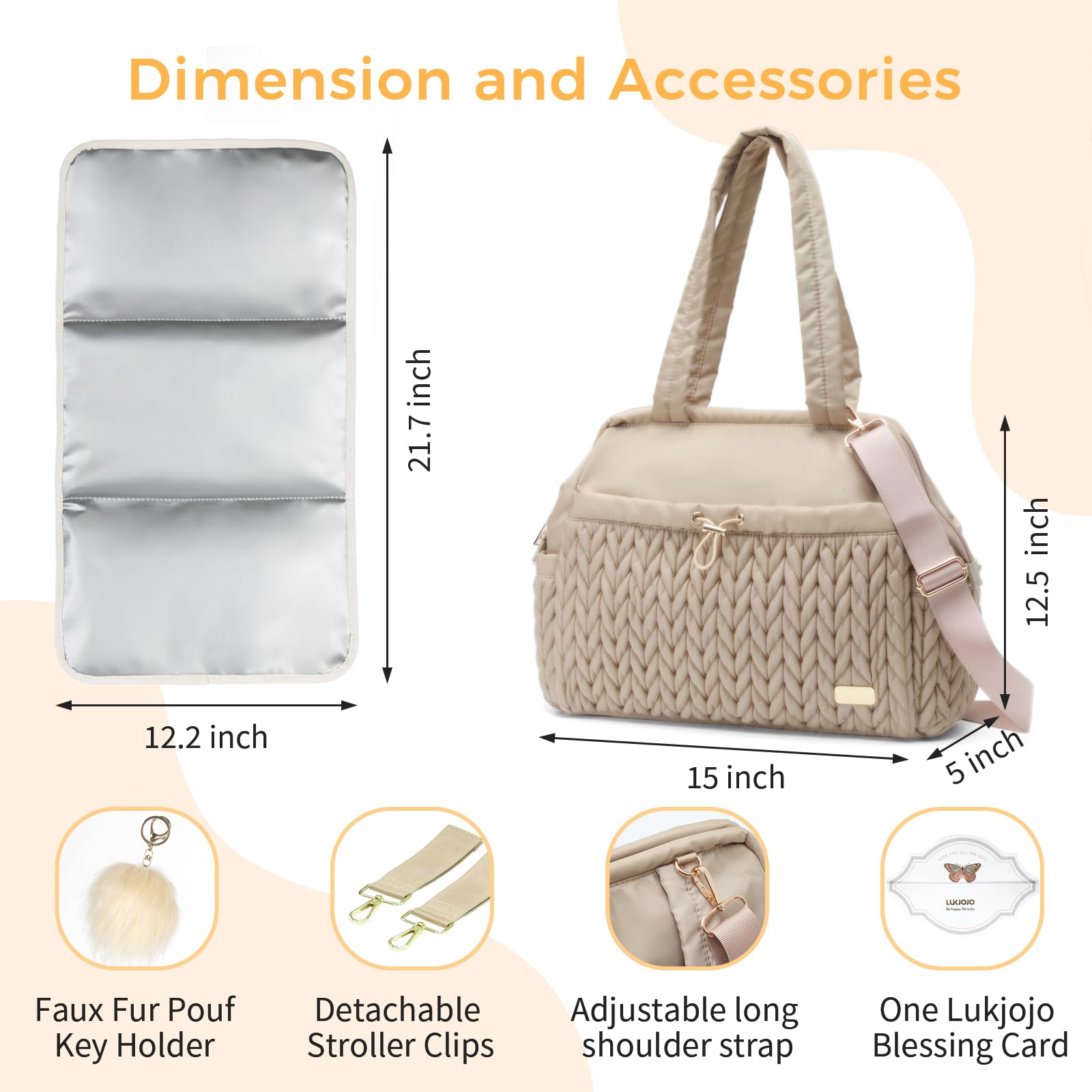 Borsa per pannolini Asha, borsa per pannolini a tracolla da viaggio con borsa per ospedale per consegna del lavoro, borsa per bambini Practial