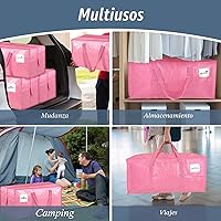 Vista 7 de Paquete de 6 bolsas de mudanza grandes extra resistentes con cremallera fuerte y asas cómodas, bolsas de almacenamiento de ropa resistentes