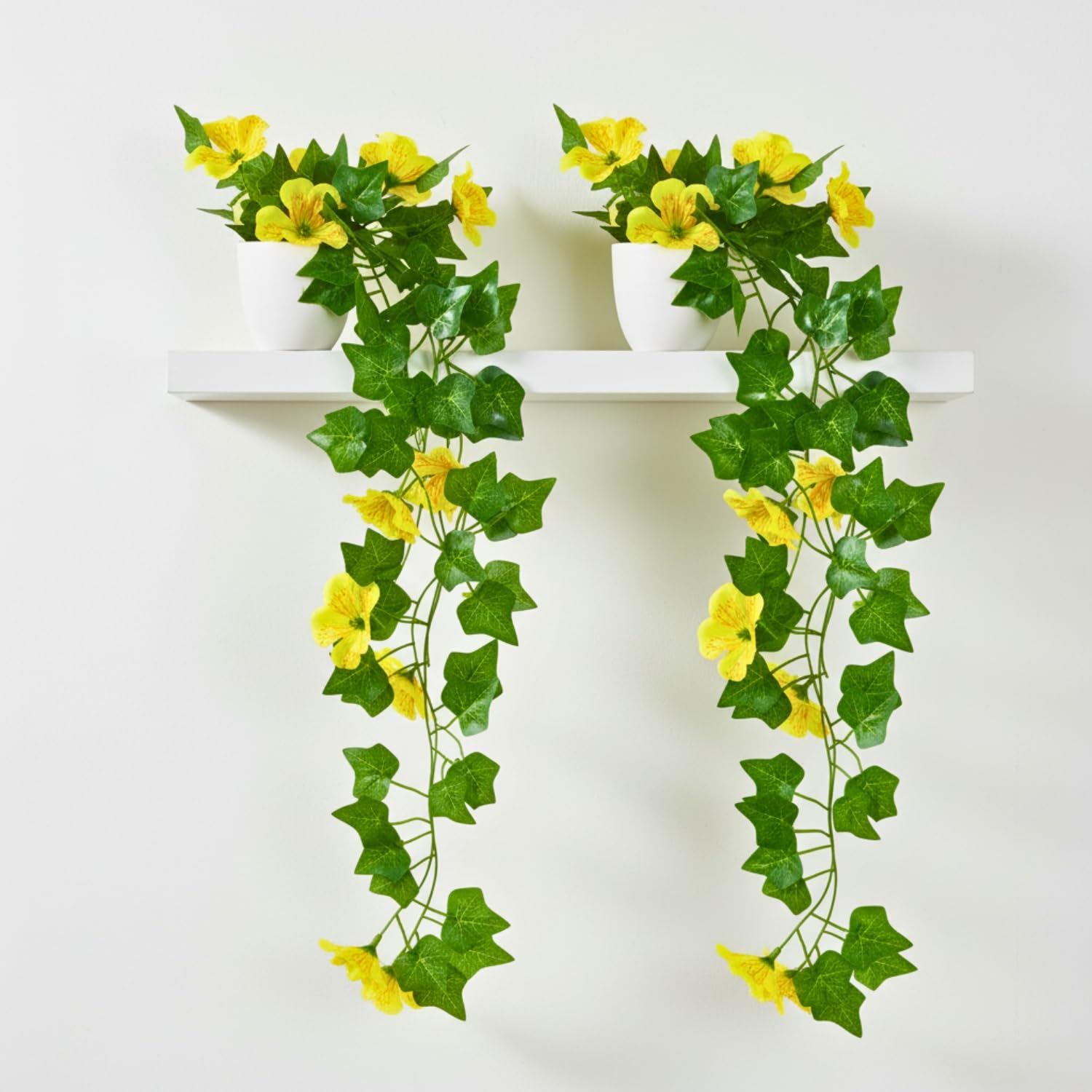 fancymart Artificial Petunia Flower Falling Leaves in Small Pot, 45 cm Height, Home Décor for Wall Shelves & Indoor Spaces