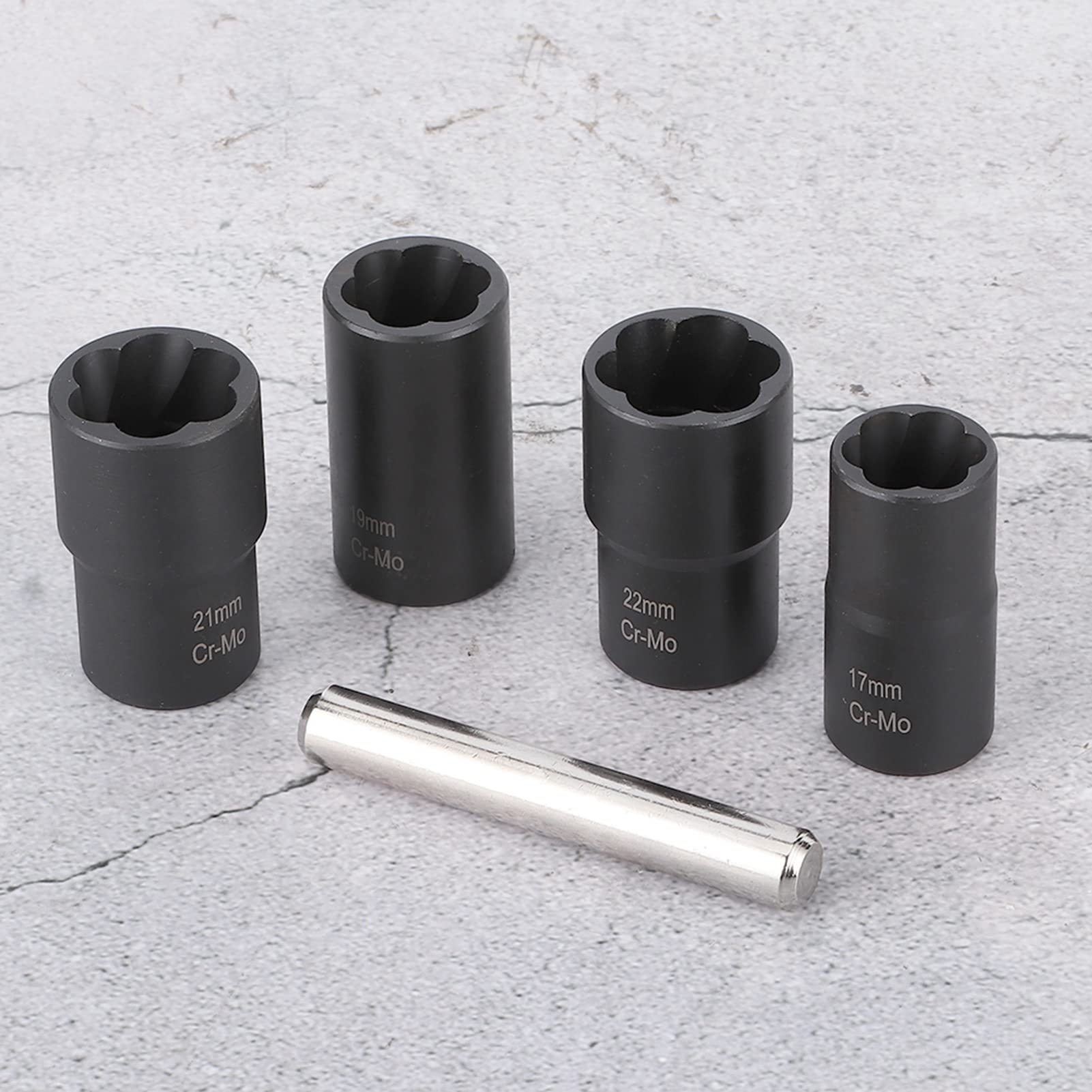 Jelquix Nut Extractor Tool Set For Quick Removal Of Damaged Wheel Nuts 5Pcs Ergonomic Design In Plastic Storage Box