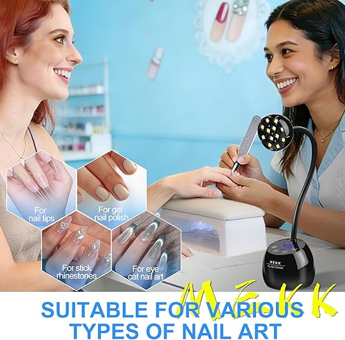 Miniatura 7 de MEKK Lámpara de uñas LED UV con cuello de cisne – Mini luz UV inalámbrica de 36 W para uñas de gel para el hogar y viajes, luz de uñas individuales