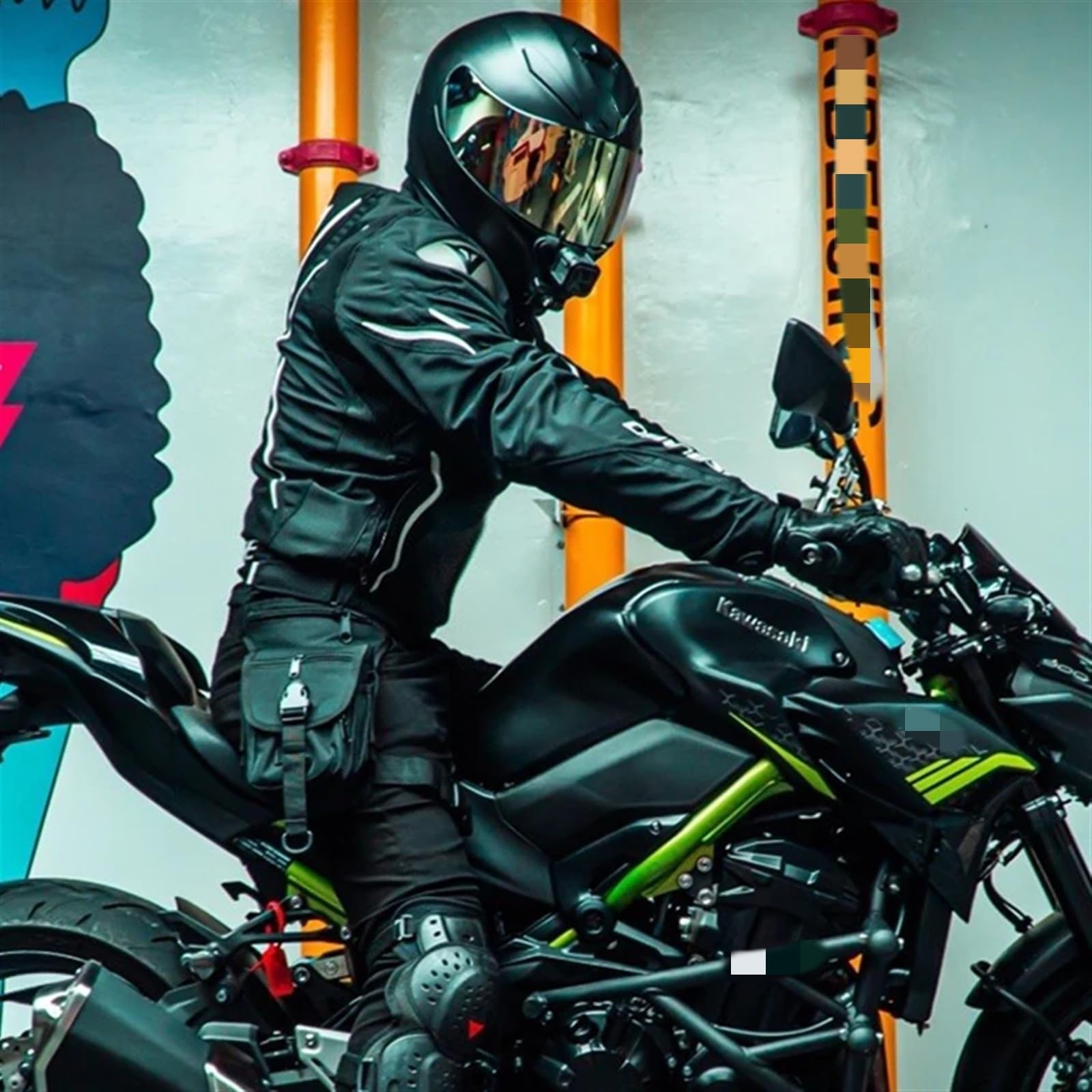 Sacoche de Jambe Moto Hommes Toile Goutte Jambe Sac Noir Taille décontracté Ceinture Hanche Bum Moto Messager Sacs à bandoulière