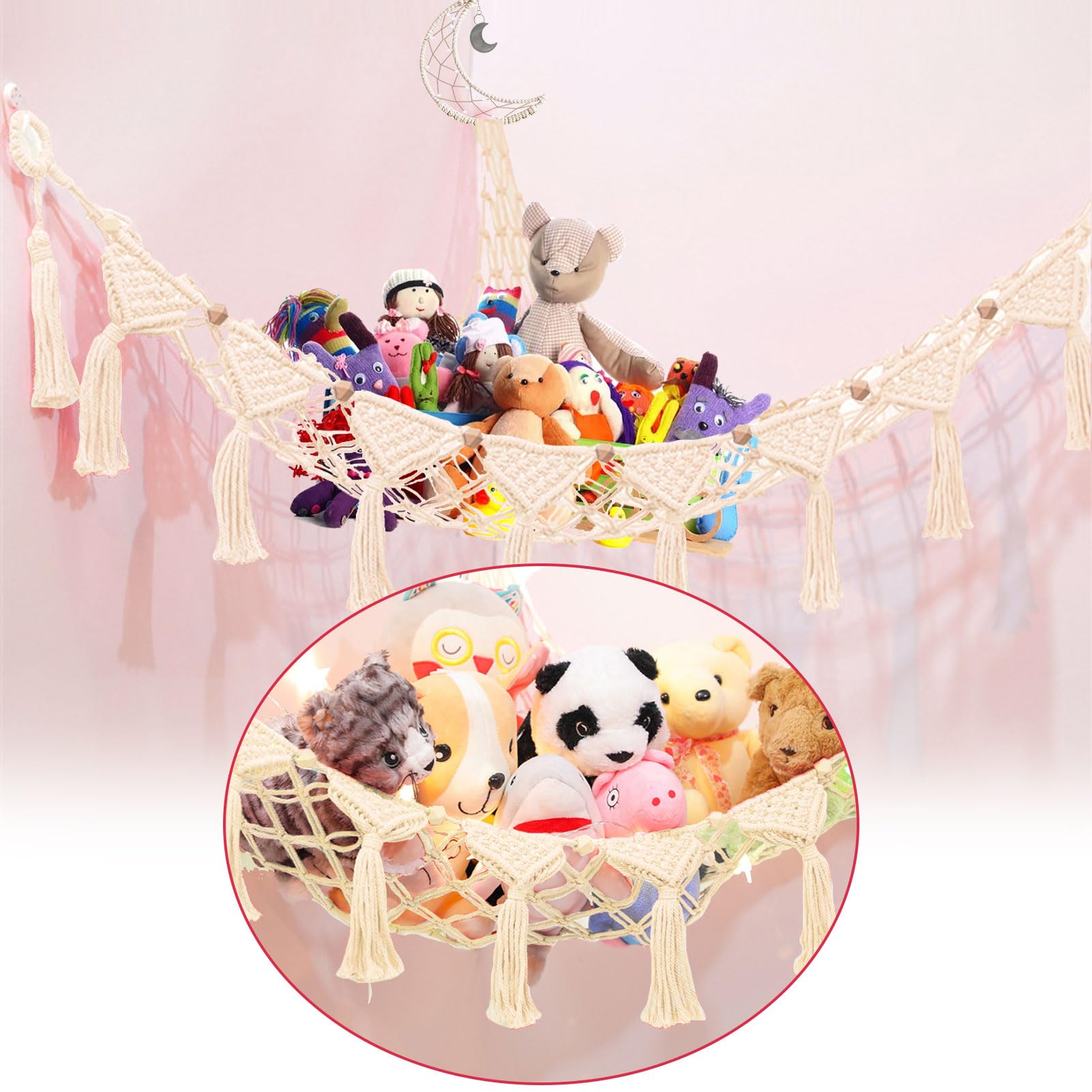 Hamac De Rangement Pour Animaux En Peluche Avec Perles En