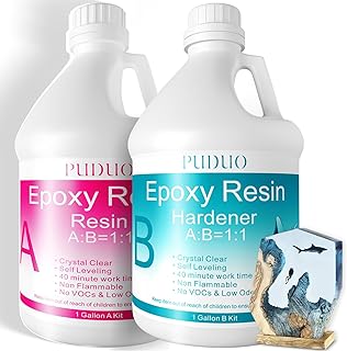 Epoxy Resin Crystal Clear Art 1 Gallon Kit for Coating, Casting, Resin Art, Jewelry, Tabletop, Bar Top, Live Edge Tables, Fast Curing 2 Part Epoxy Casting Resin Kit…