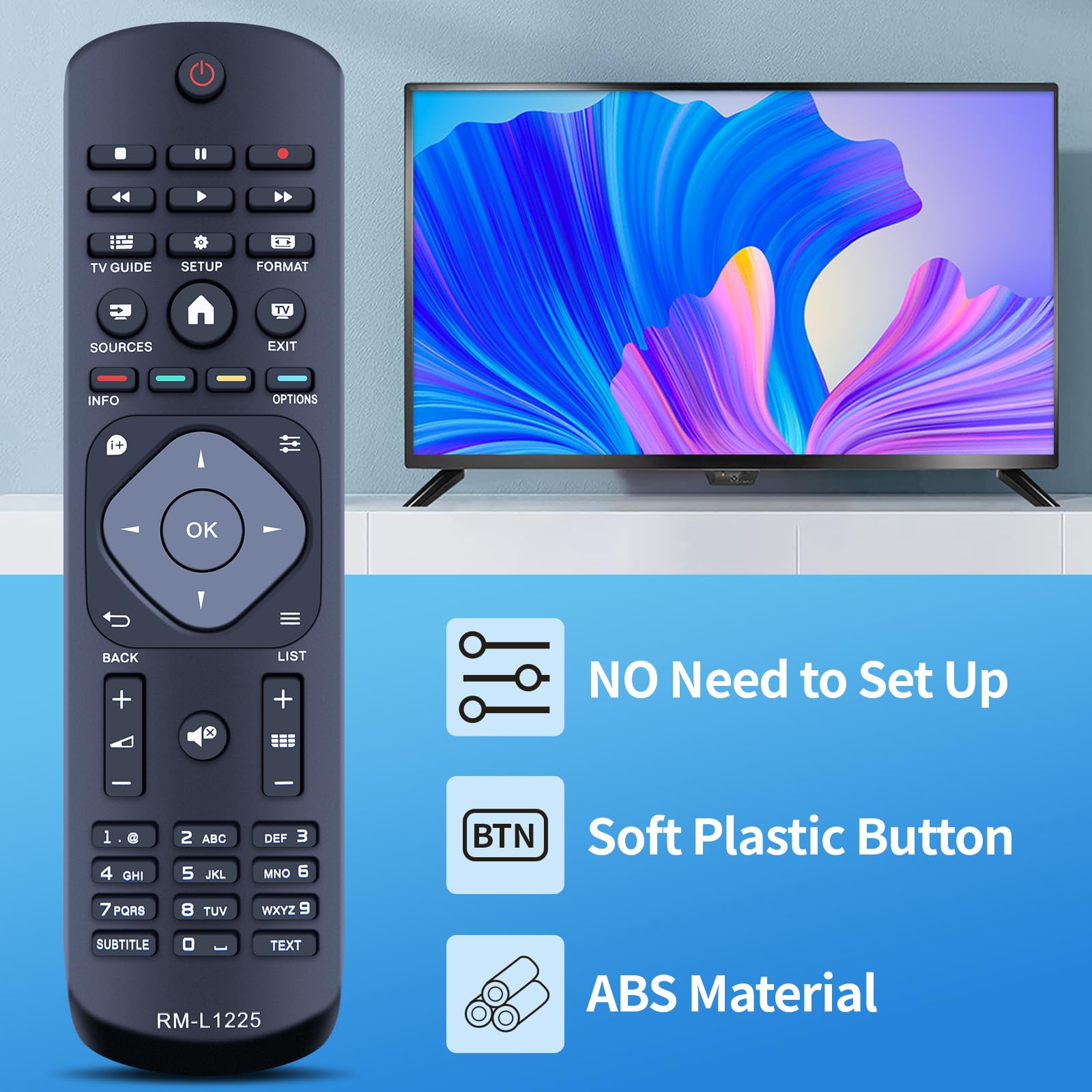 Telecomando Infrarossi RM-L1225 Per Philips TV – Sostituto Per Modelli 47PFH4109, 32PHH4009, 50PFH4009 E Altri - 2
