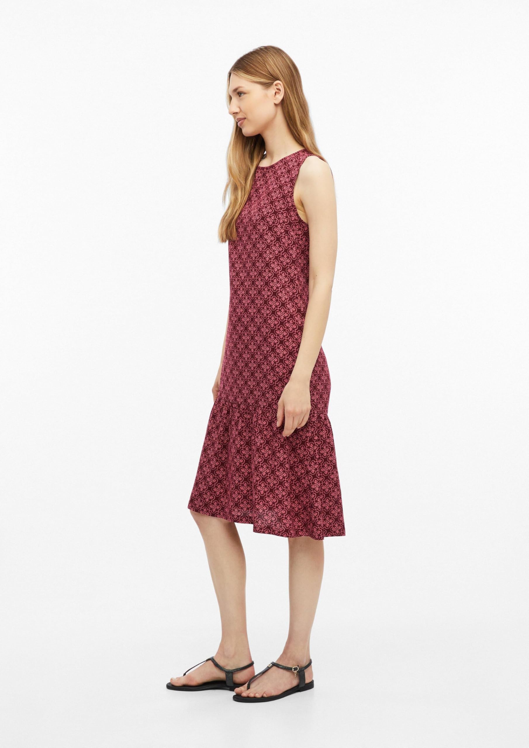s.Oliver Damen Kleid – Ärmellos, Viskose, Allover-Print, Regular Fit, Midi-Länge