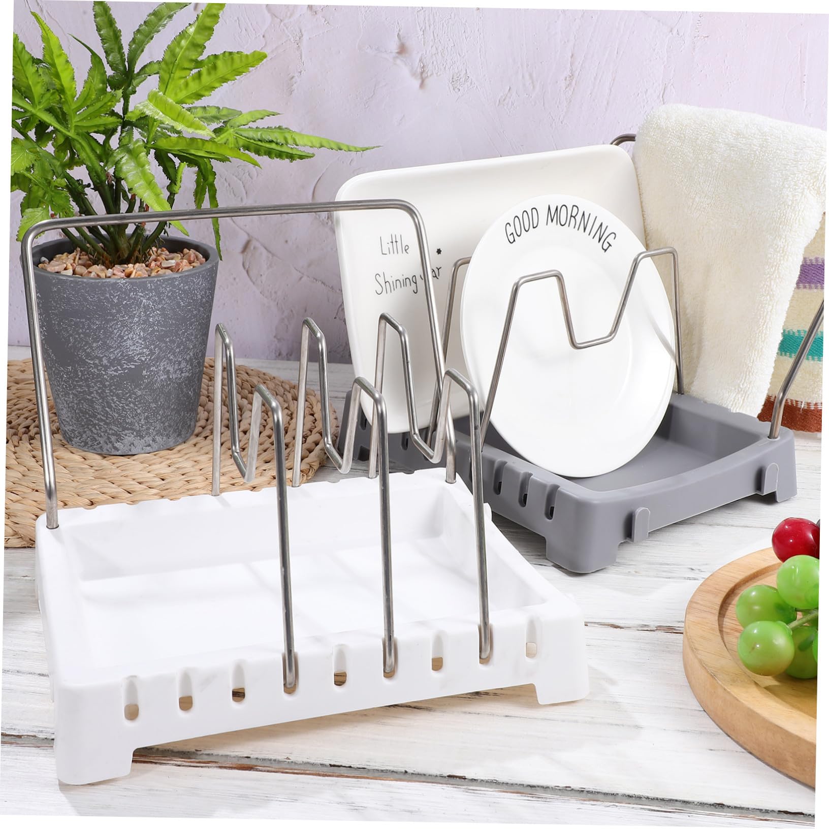 Cabilock 2piezas Rejilla para Tapas de Ollas de Cocina Organizador de Tablas de Cortar Soporte para Tapas de Ollas para Cocina