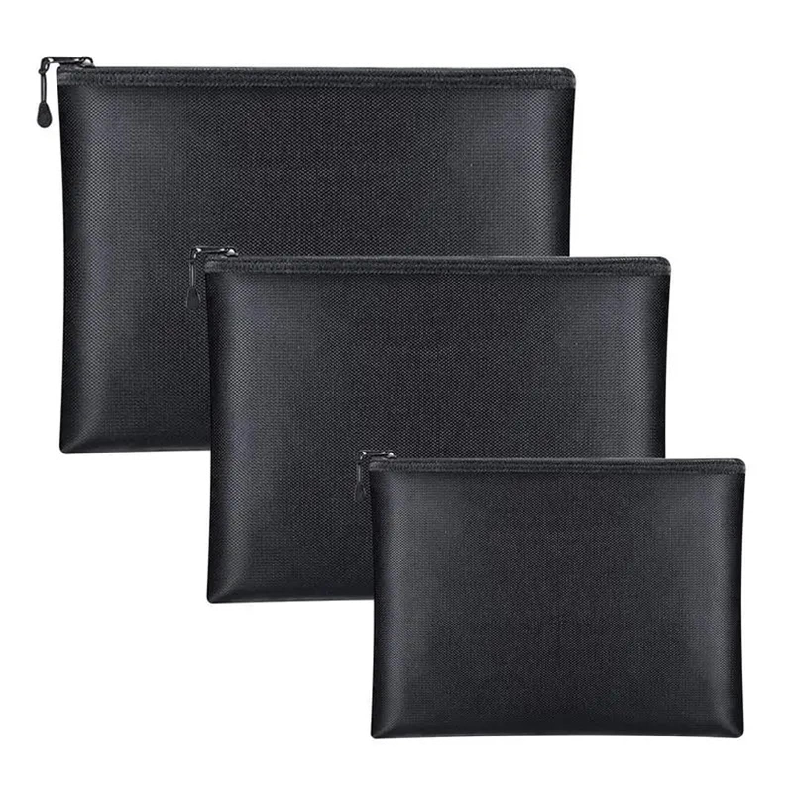 2 pezzi Borsa portadocumenti ignifuga Borsa portasoldi impermeabile Borsa portaoggetti ignifuga con cerniera Portadocumenti per Documenti Passaporto(L)