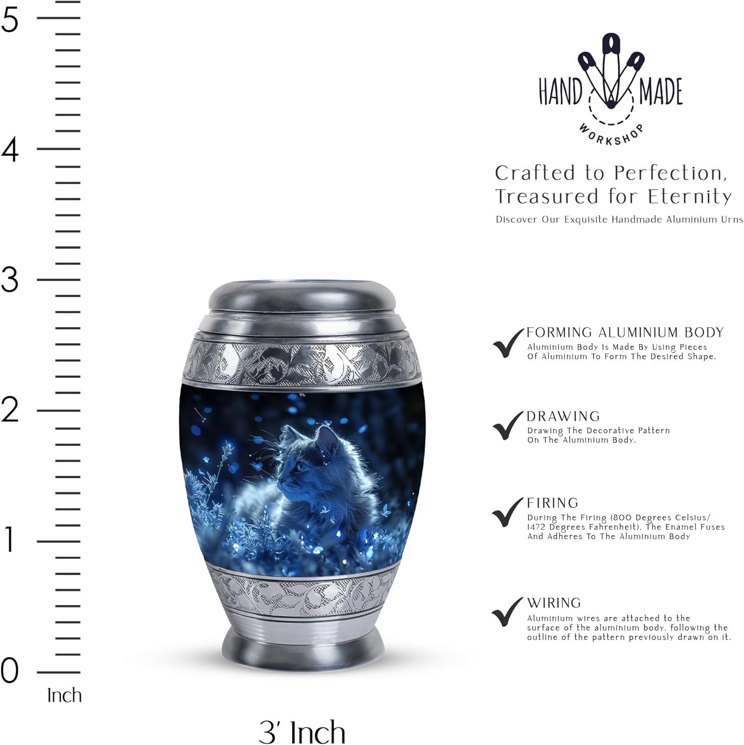 Pet Urn Cat Urns for Ashes - Small Ashes Urn - Human Remain Urns - Burial Urns for Ashes (Size - 3inch,1pcs)