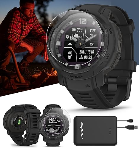 Miniatura 10 de PlayBetter Garmin Instinct Crossover Solar (Tidal Blue) Reloj inteligente híbrido resistente con manecillas luminiscentes y pantalla digital,