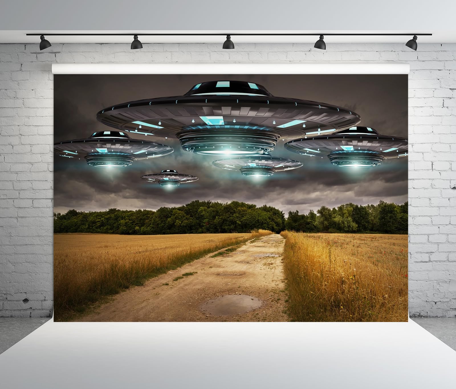 2.7x1.8m tkanina obcy UFO tło otwarte pole kosmita UFO artykuły na przyjęcie urodzinowe futurystyczna scena sceniczna baby shower ślub dekoracja wideo obrazy gobelin dzieci studio rekwizyty