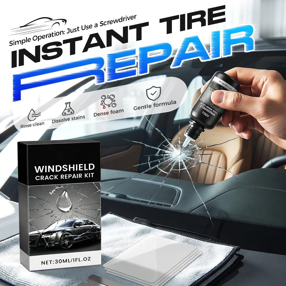 Windshield Crack Repair Kit, Windshield Repair Kit, Windshield Repair Liquid for Cracks, Car Window Repair Kit for Glasses, Mirrors (2Pcs)