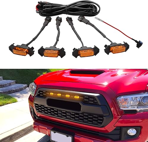 Miniatura 1 de Seven Sparta Luces LED para parrilla 4 piezas con fusible para parrilla Toyota Tacoma TRD PRO 2016-2019 carcasa ámbar con luz ámbar
