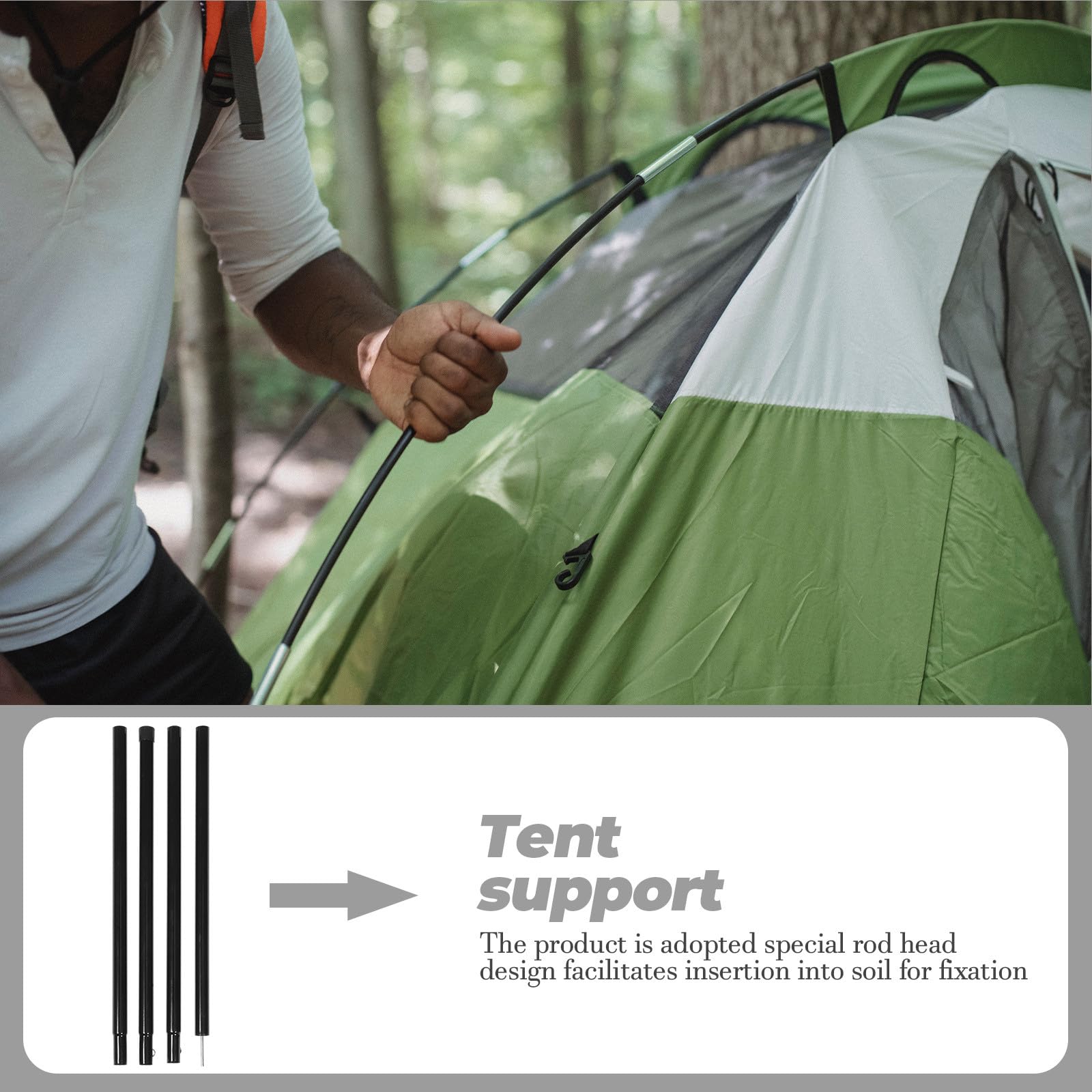 Homoyoyo 4 Stück Camping Zeltstangen 2,1m aus Rostfreiem Eisen Stabiles Zeltgestänge mit Stangenkopf für Pavillons Markisen Outdoor Unterstände