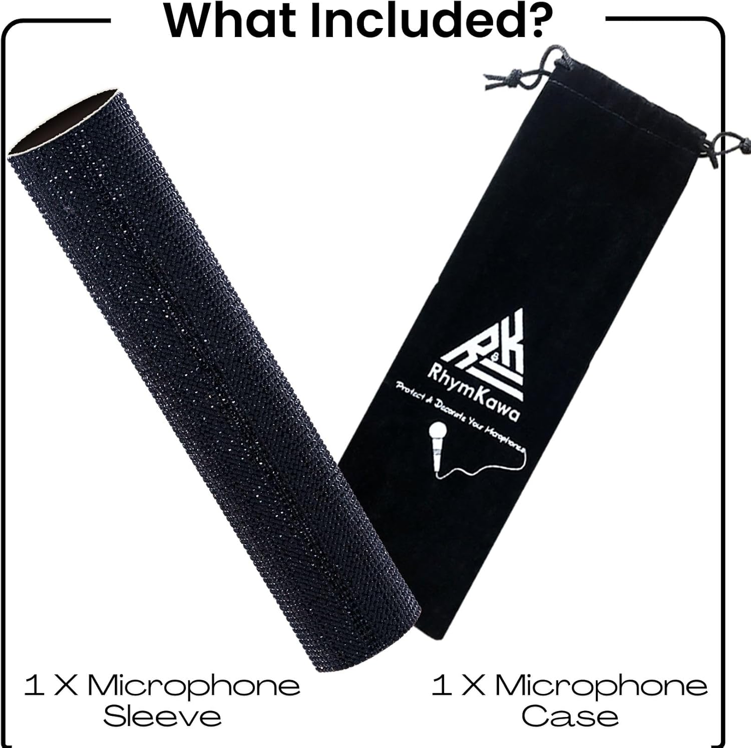 Sparkly Sleeve Bundle for Wireless Handheld Microphone - Silver, Rose Gold, Black - Bling, Glitter, Rhinestone, Decorative Mic Cover