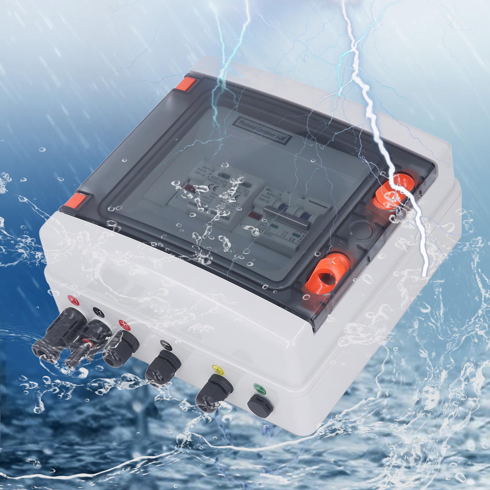 Skrzynka Przyłączeniowa PV, Skrzynka Przyłączeniowa PV DC1000V Wodoodporna Skrzynka Przyłączeniowa 1 W 1 Z Bezpiecznikiem 15A Wyłącznik Automatyczny 16A Do Systemu Paneli Słonecznych