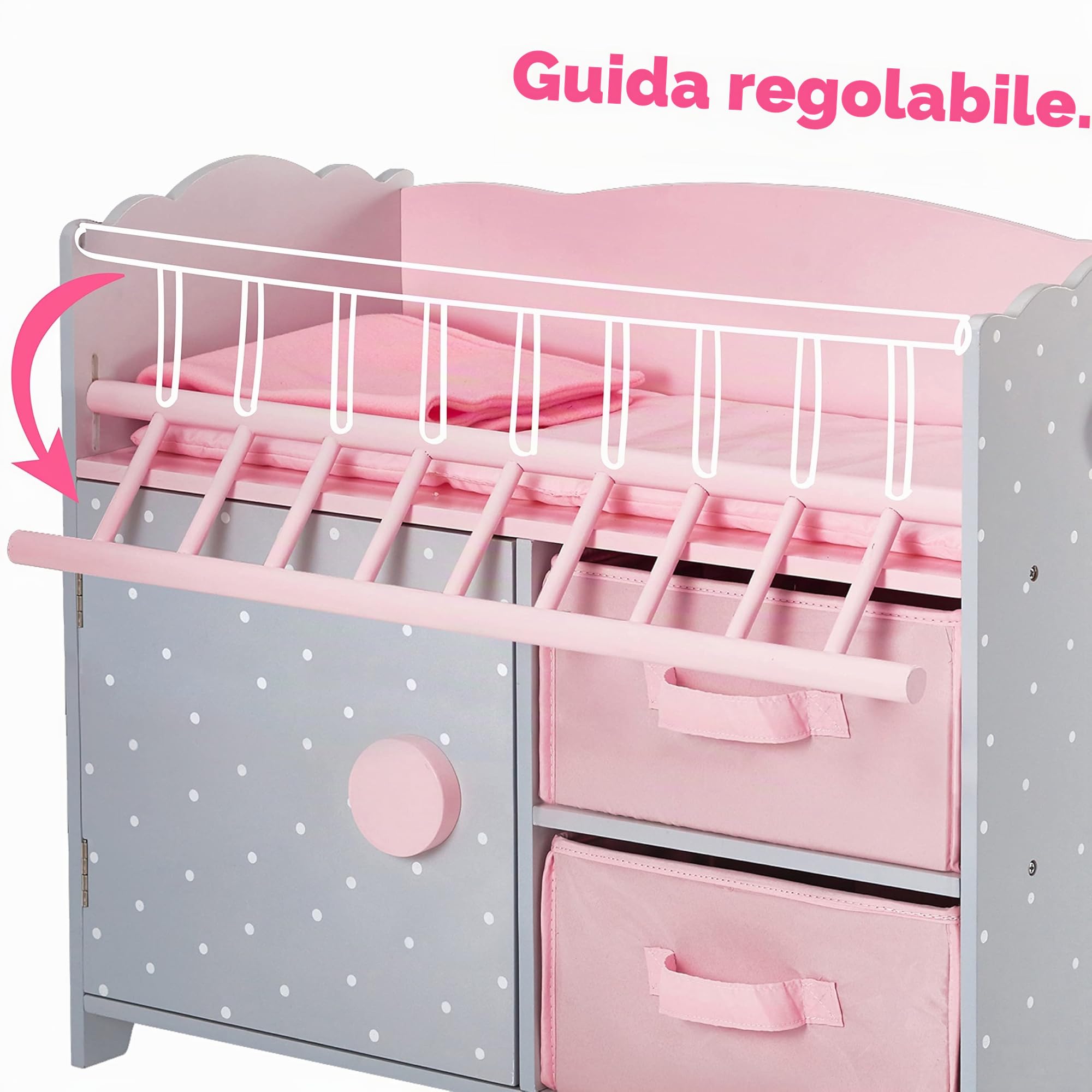Fasciatoio guardaroba legno bambole bebč 40 cm Olivia's World TD-12390A
