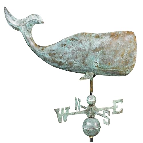 Good Directions 37" Whale Weathervane, Blue Verde Copper, Nautical, Patina