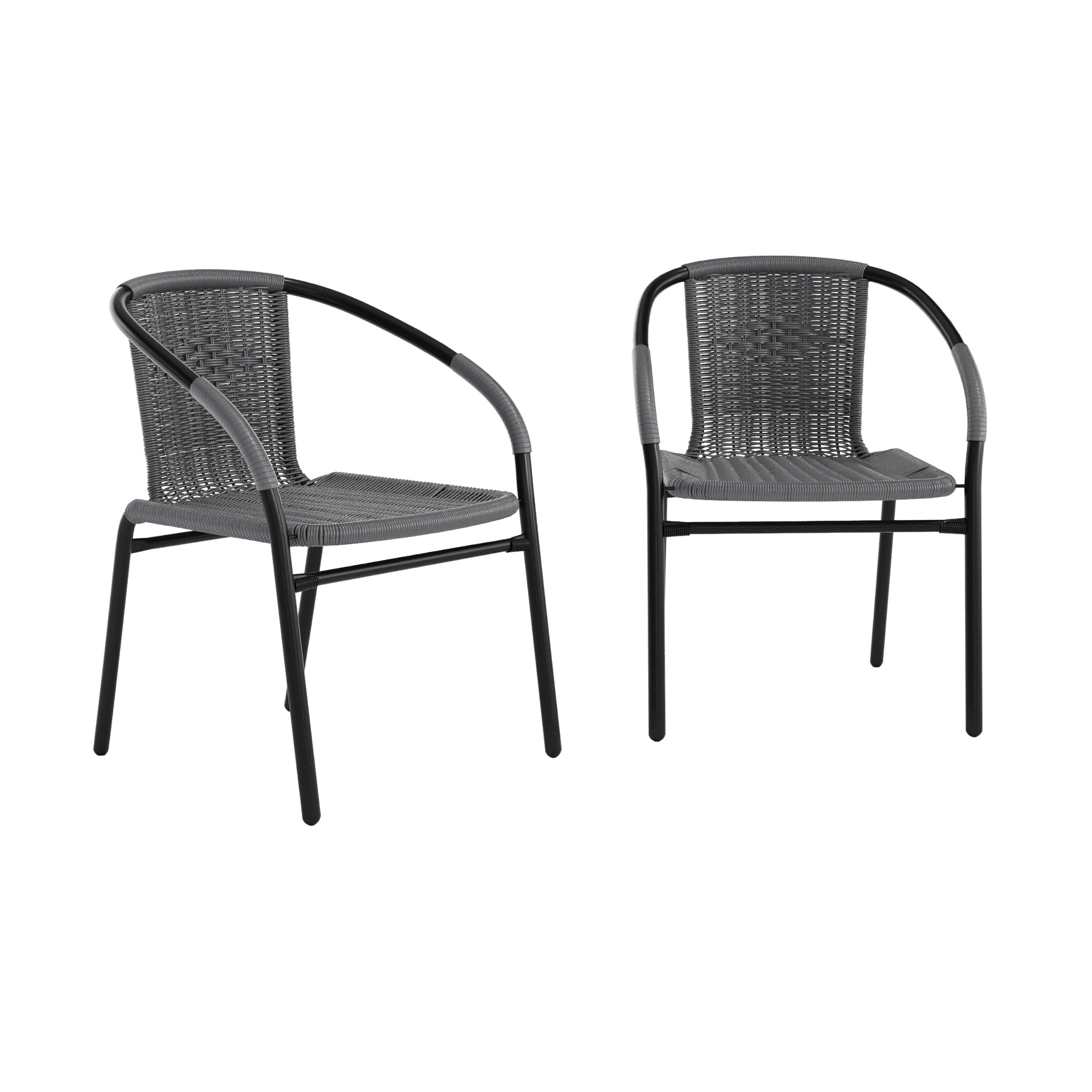 Flash Furniture Grey / Set of 1 / Contemporary Patio Dining Chairs