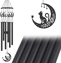 Wind Chimes for Outside,Sympathy Garden Decor Gifts for Women Mom and Grandma,Christmas Windchime in Loving Memory Outdoor Decoration for Yard, Patio, Porch, Lawn, Landscape,Halloween(Cat)