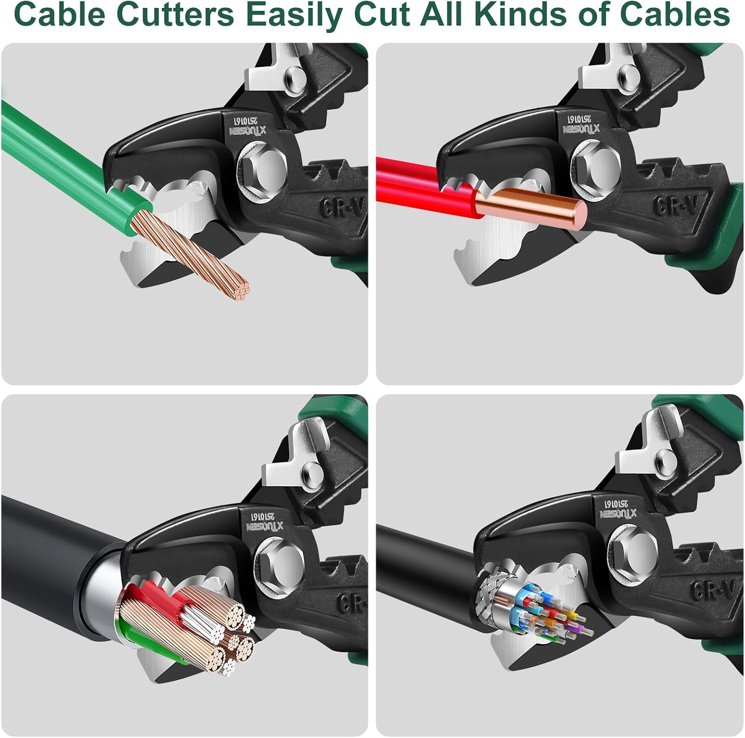 8-Inch Cable Cutters Wire Stripping Tool | CR-V Steel, Heavy Duty Electrical Pliers, Spring Loaded Design, Safety Lock, Multi Function for Cutting Stripping Crimping