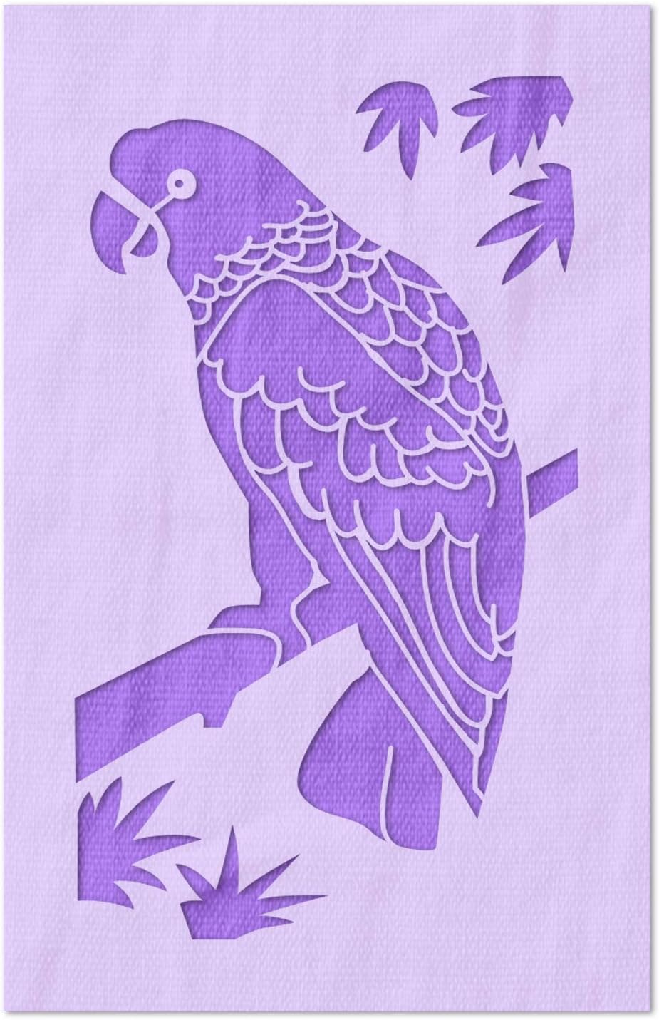 Stencil Stop Parrot Stencil - Reusable for DIY Projects, Painting, Drawing, Crafts - 14 Mil Mylar Plastic (10.5 x 18 inches)