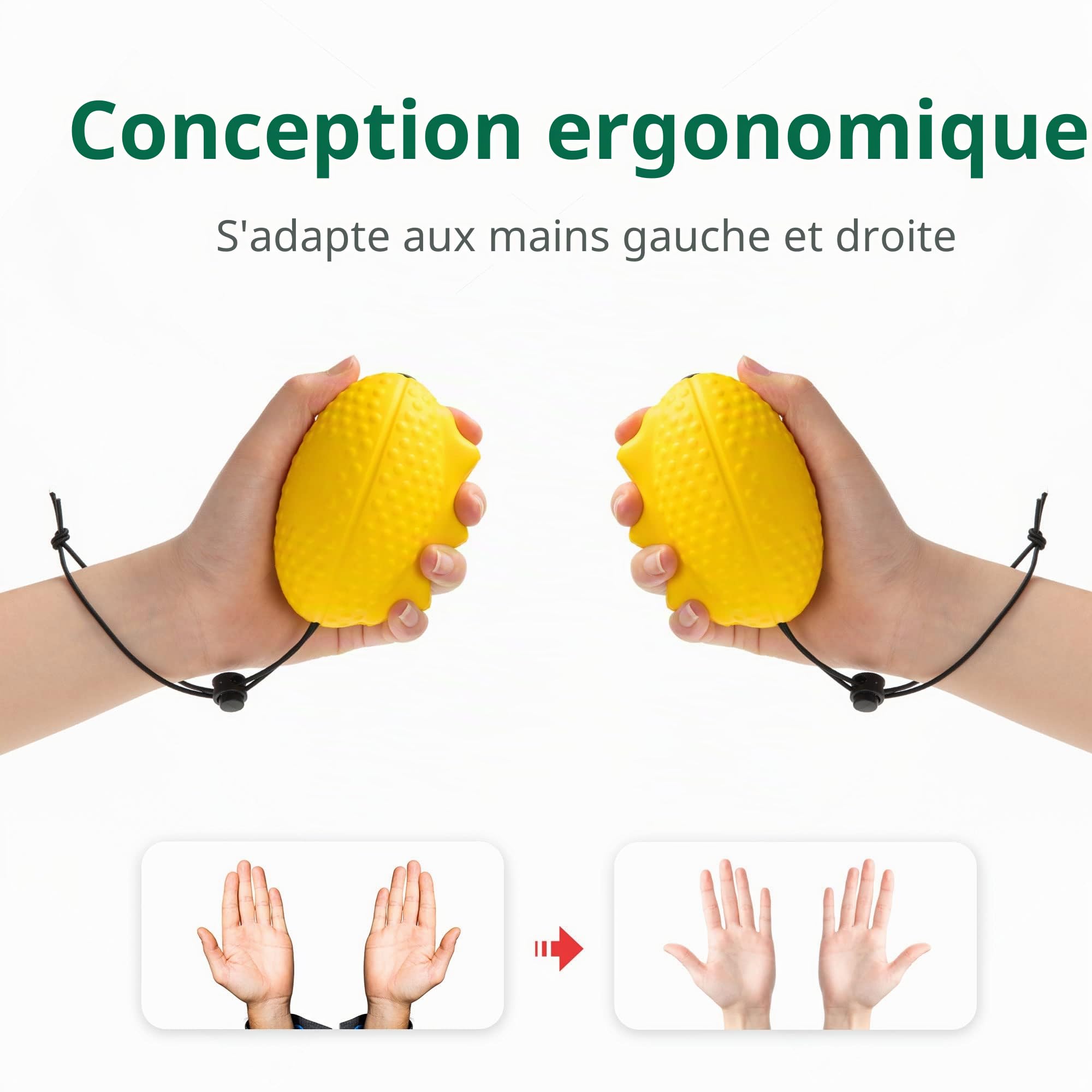 Lot de 2 balles de massage pour les doigts et la main (souple + hérisson) pour la thérapie des mains et des doigts, anti-stress, renforcement.