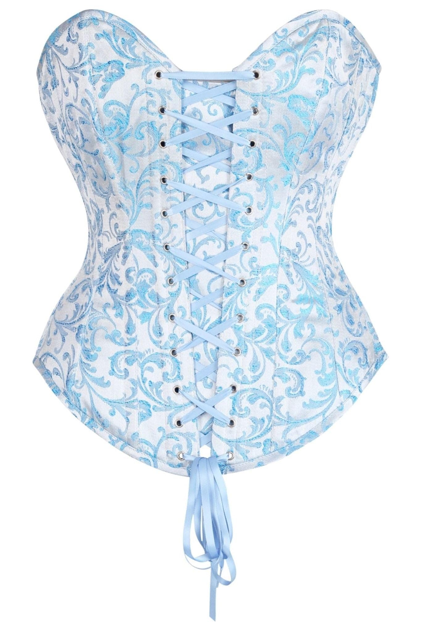 Daisy corsets womens Daisy Corsets Womens Blue Brocade Overbust Lace-up Corset Top W Zipper Plus Size
