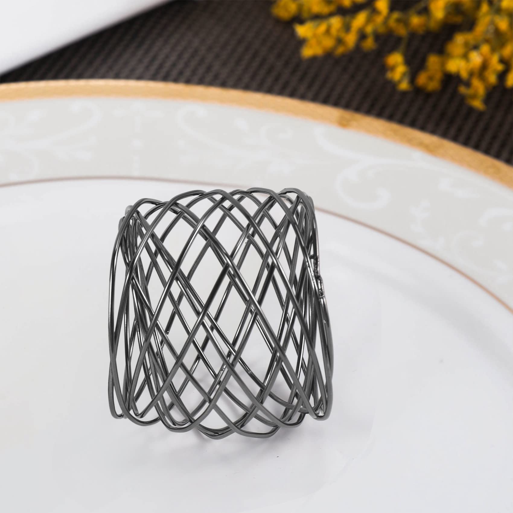 Zilveren servetringen, set van 6, diamanten servetring voor