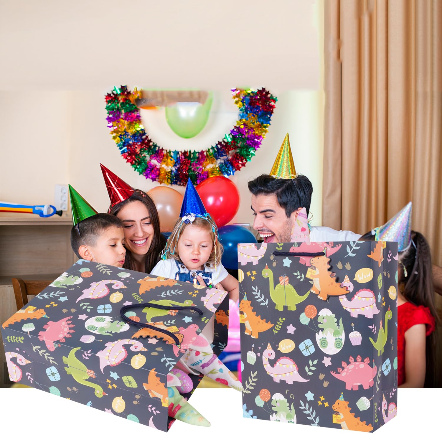 Große Dino-Geschenktüte Mit Seidenpapier – 33x26x12 Cm, Umweltfreundliche Papiertasche Für Kinder
