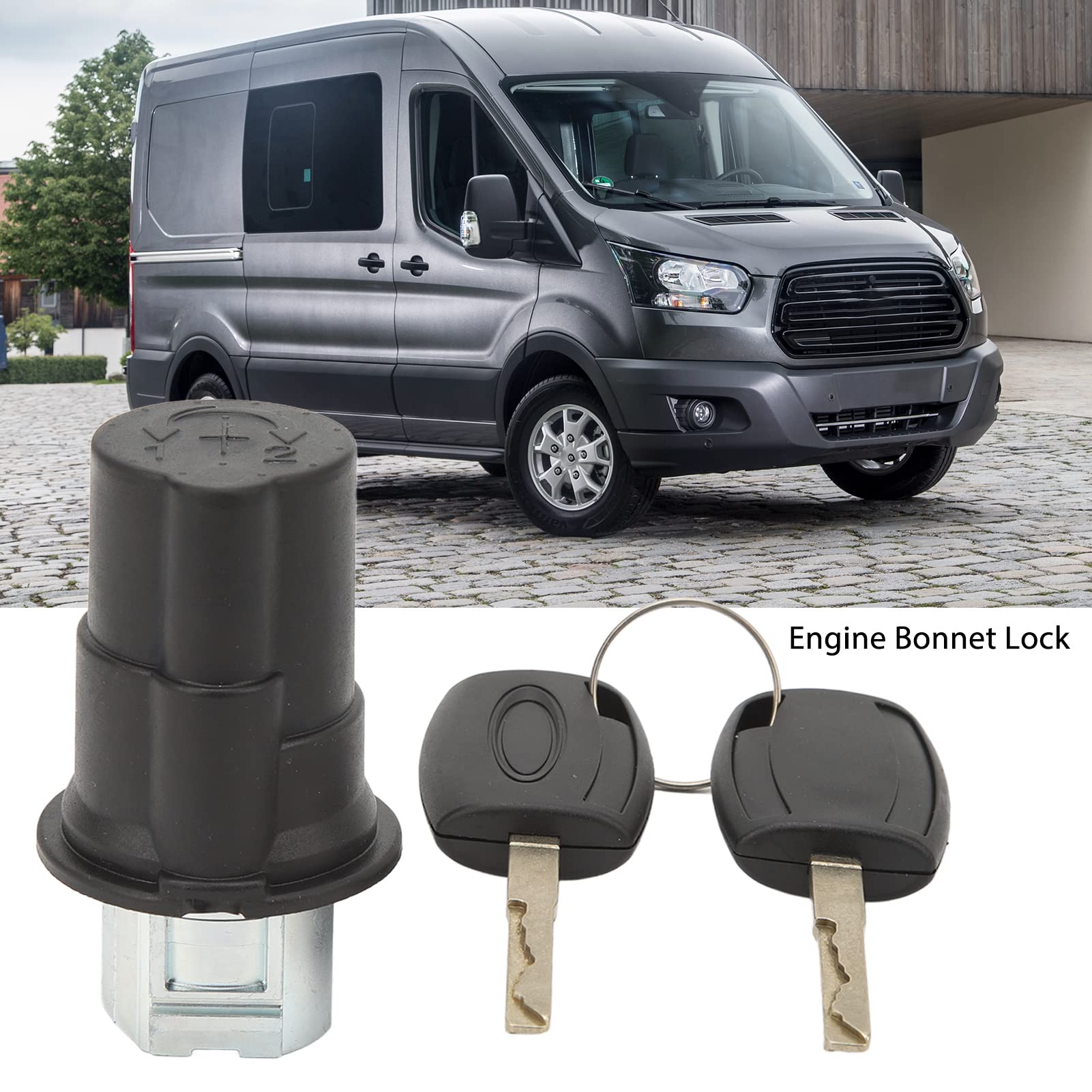 Serrure de Capot, Serrure de Capot Moteur avec 2 Clés 1926225 Remplacement pour Transit Tourneo Custom 2012‑2019